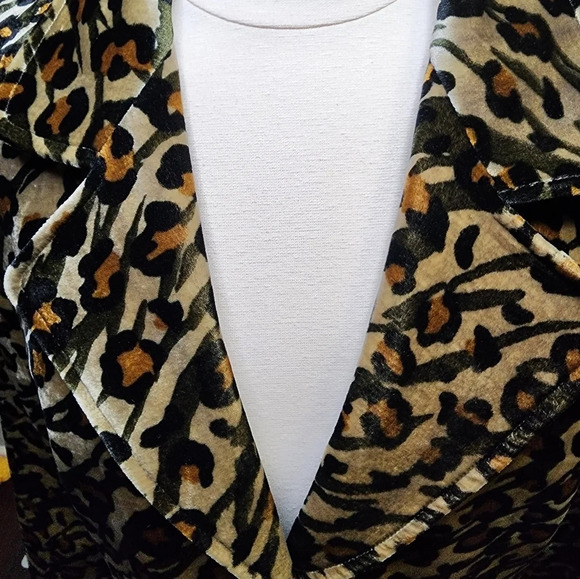 Vintage Debra Deroo Leopard Print Brown Black Blazer Women's Size Medium - Picture 3 of 16